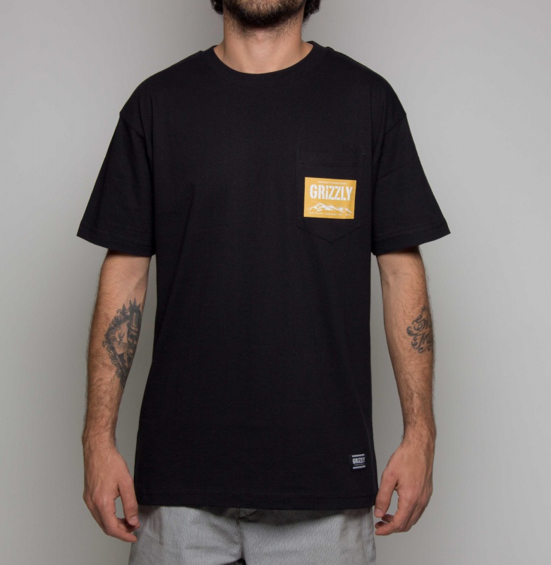 Camiseta Grizzly Dawn Pocket Preta