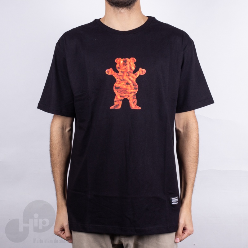 Camiseta Grizzly Flamming Bear Preta