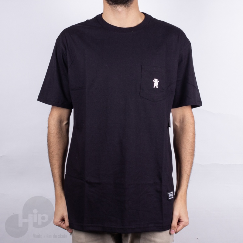 Camiseta Grizzly Og Bear Pocket Preta