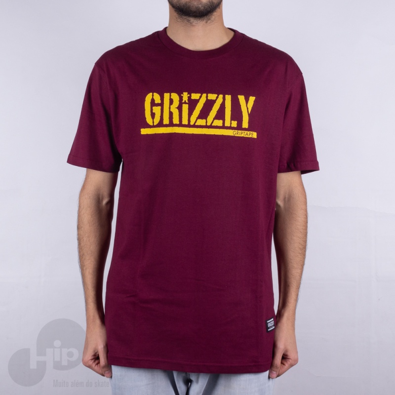 Camiseta Grizzly Stamped Vinho