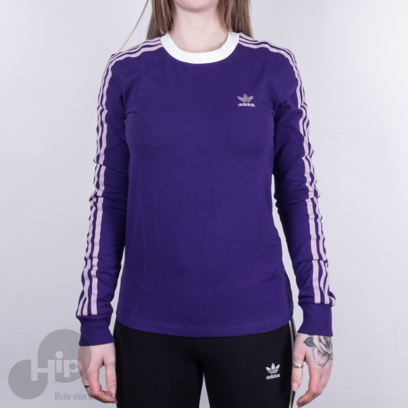 Camiseta Manga Longa Adidas 3 Stripes Lils