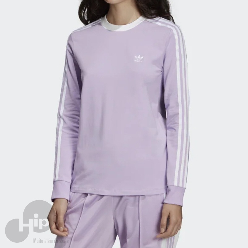 Camiseta Manga Longa Adidas 3 Stripes Lils