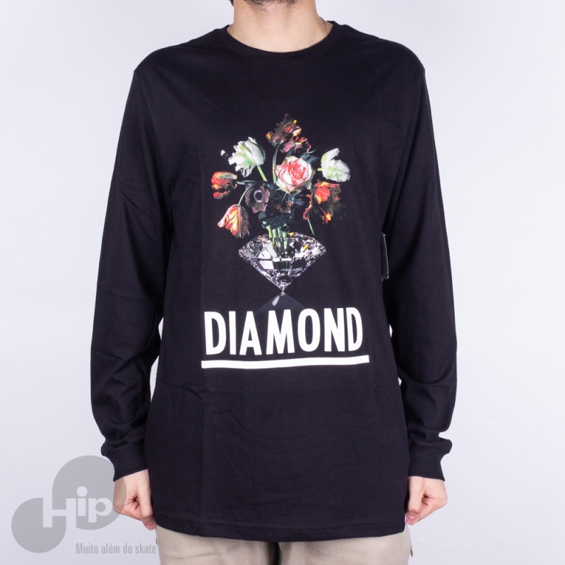 Camiseta Manga Longa Diamond Pollination Preta