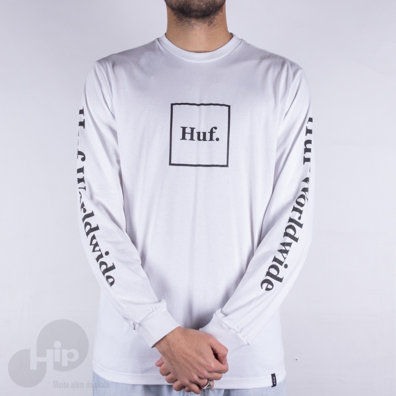 Camiseta Manga Longa Huf Domestic Box Branca