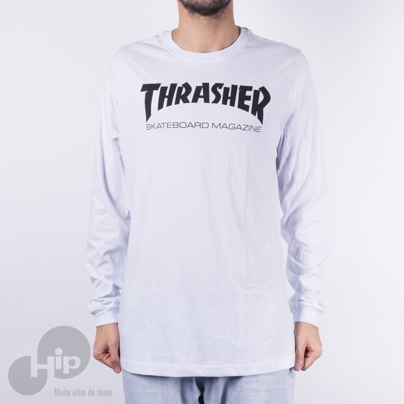 Camiseta Manga Longa Thrasher Skate Mag Branca