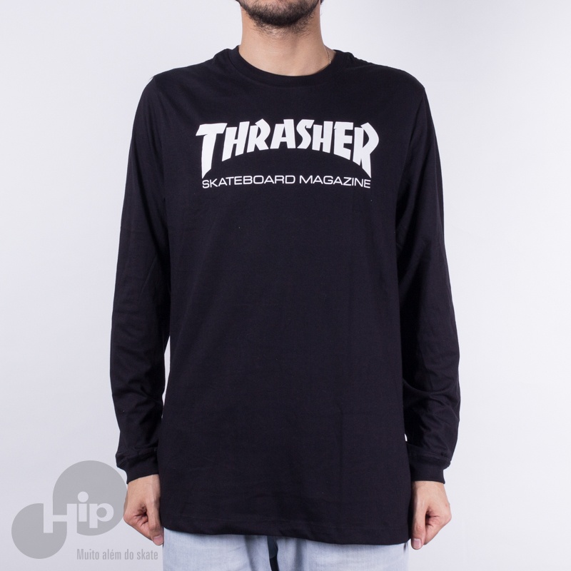 Camiseta Manga Longa Thrasher Skate Mag Preta