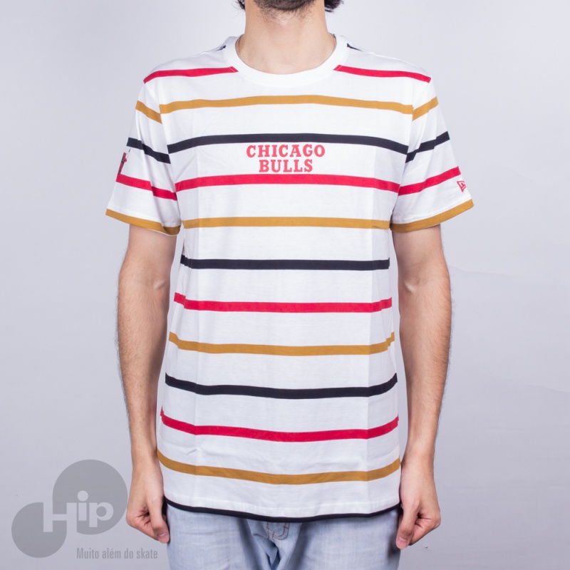 Camiseta New Era Stripe Chicago Bulls Branca