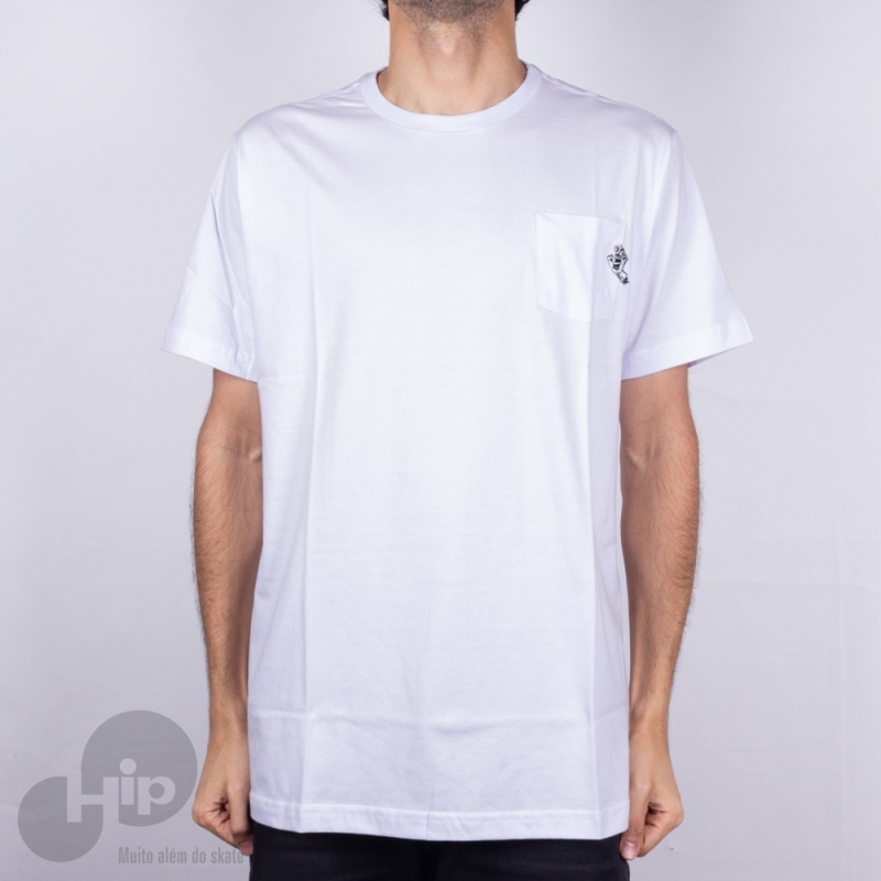 Camiseta Santa Cruz Pocket Simplified Hand Branca