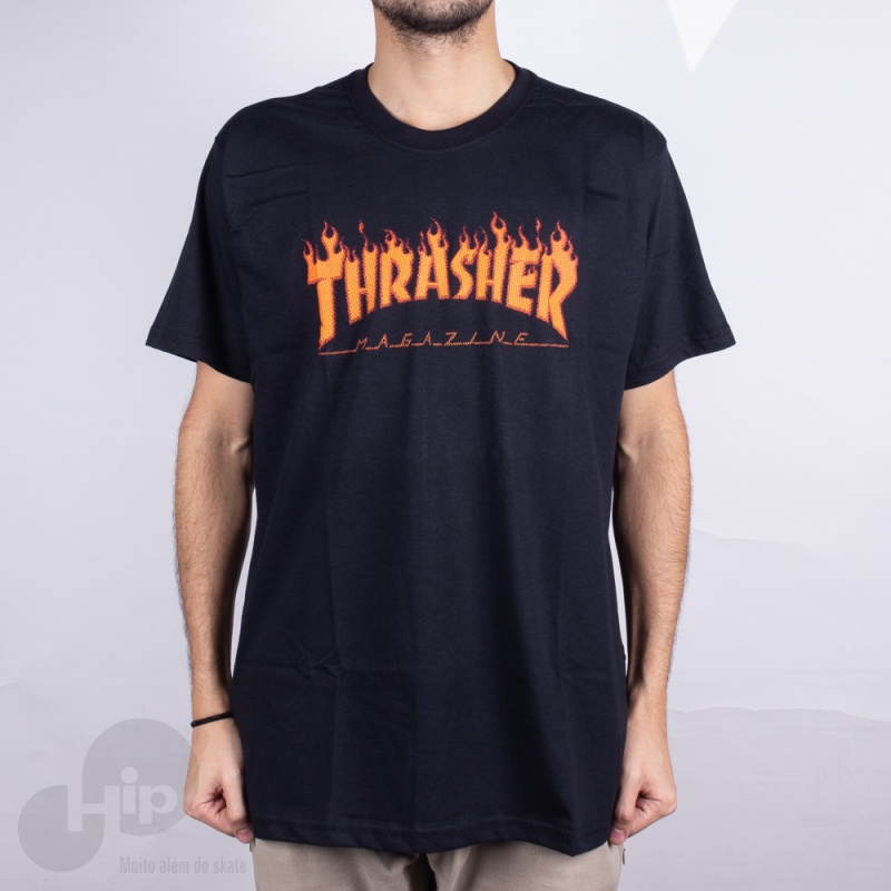 Camiseta Thrasher Flame Halftone Preta