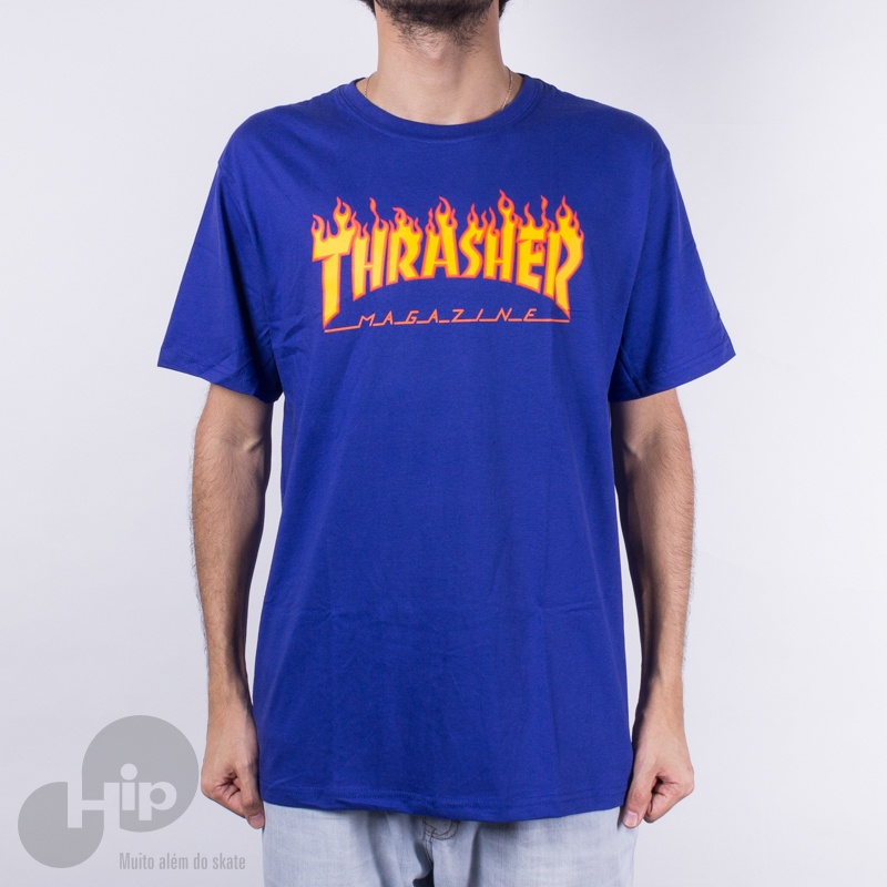 Camiseta Thrasher Flame Logo Azul
