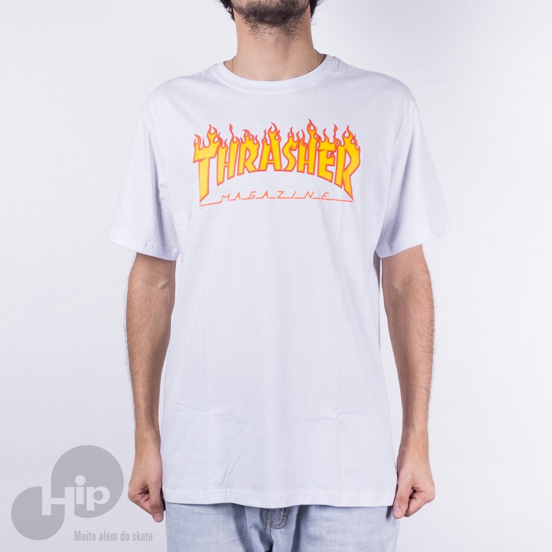 Camiseta Thrasher Flame Logo Branca