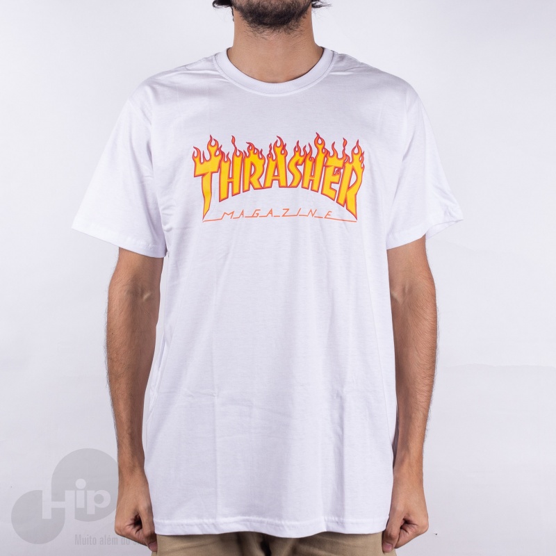 Camiseta Thrasher Flame Logo Large Branca