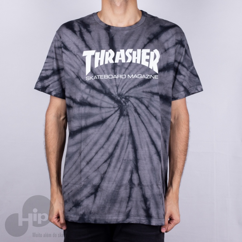 Camiseta Thrasher Skate Mag Spider Dye Cinza Escuro