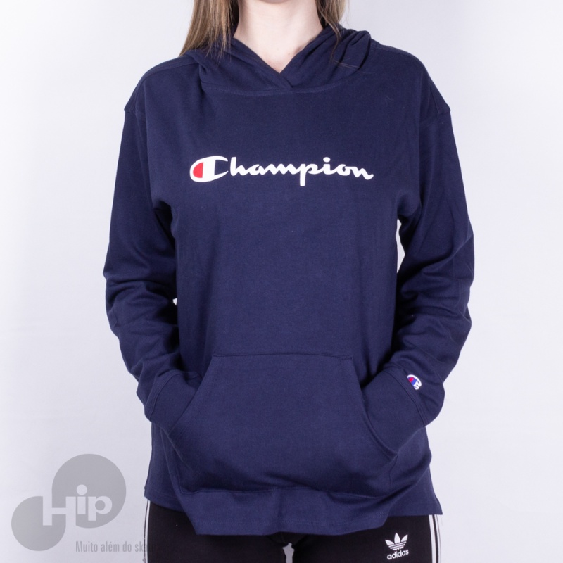 Moletom Champion Logo Script Azul Escuro