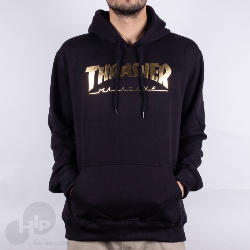 Moletom Thrasher Gold Foil Magazine Logo Preto