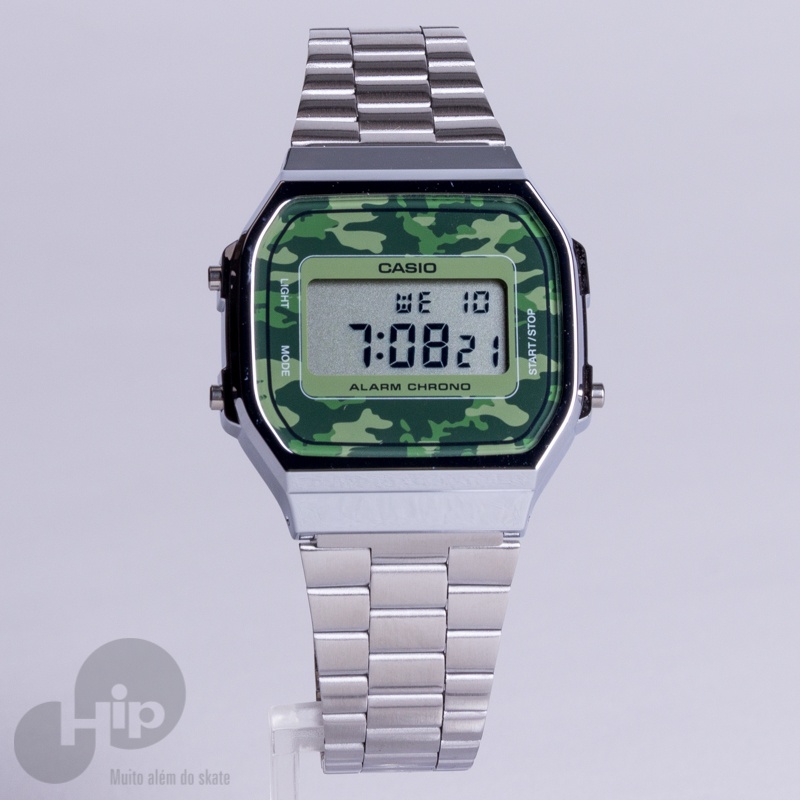 Relgio Casio A168Wec-3Df Prata e Camuflado