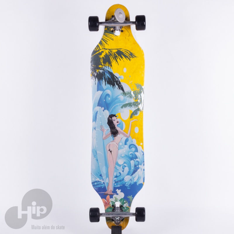 Skate Longboard Creme Onda Amarelo