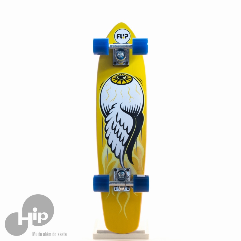 Skate Montado Flip Cruiser Eyeball Amarelo