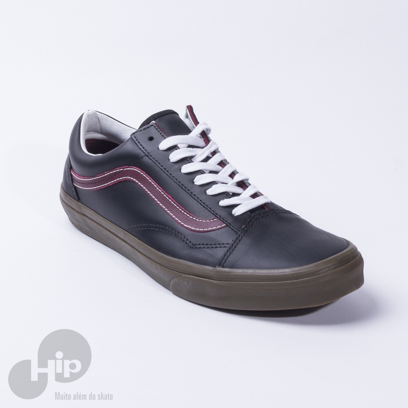 vans old skool preto couro