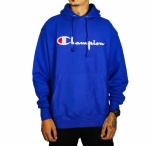 Moletom Champion Canguru Script Patch Logo Azul Escuro