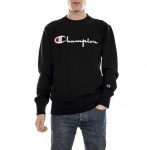 Moletom Crewneck Champion Script Patch Logo Preto