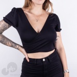 Blusa Riu Kiu Transpasse Preto