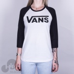 Camiseta Raglan 3/4 Vans Flying V Branca