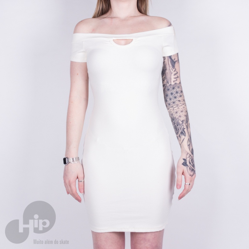 Vestido Riu Kiu Ombro A Ombro Branco